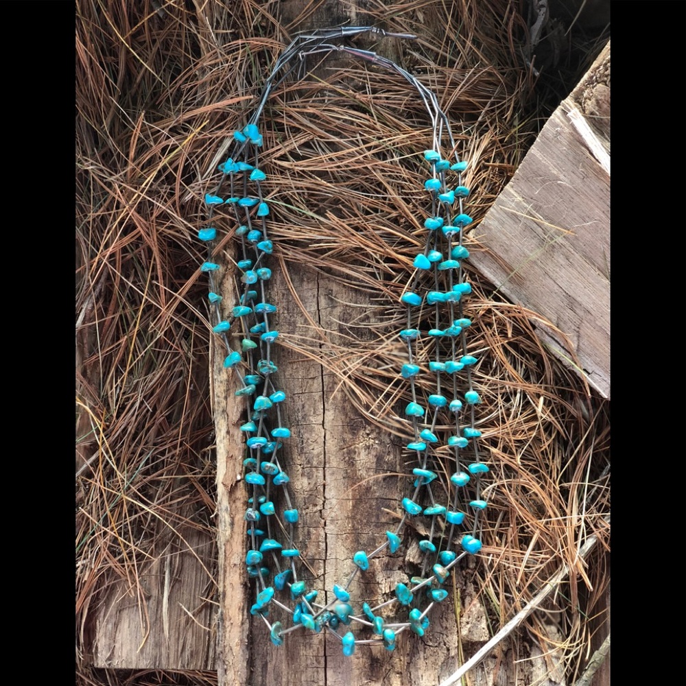 Sterling turquoise multi strand necklace